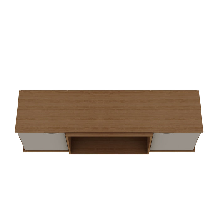 Manhattan Comfort Hampton 62.99\" TV Stand with 4 Shelves & Solid Wood Legs - Off White