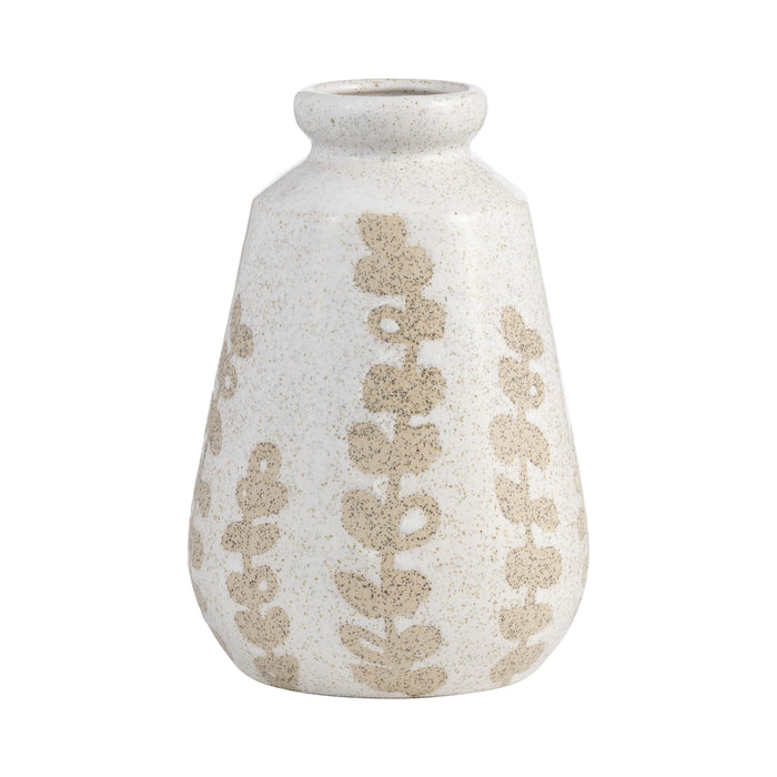 Ceramic 9\" Botanical Vase - Ivory