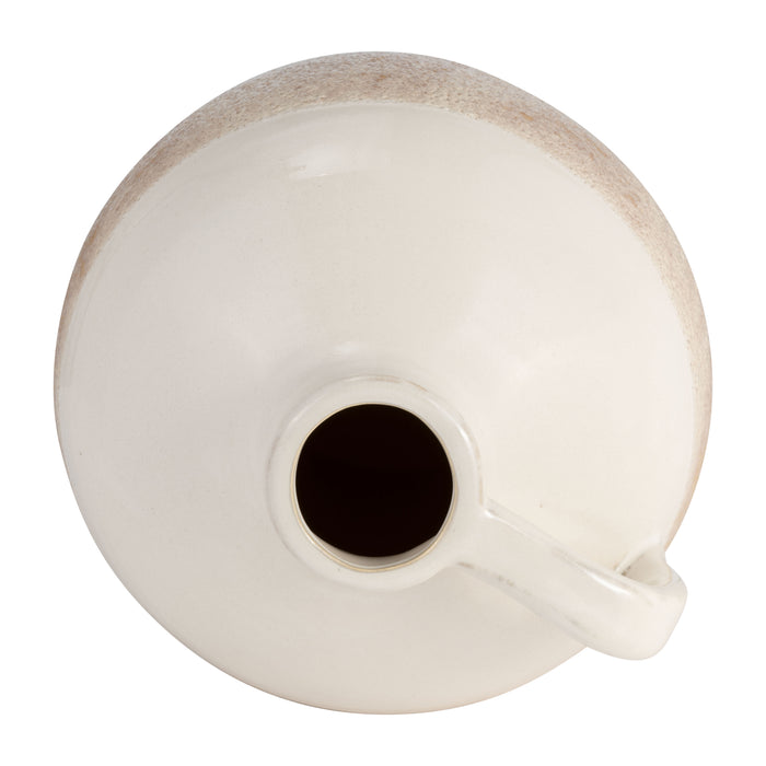 Ceramic 9\" Jug Vase - White and Tan