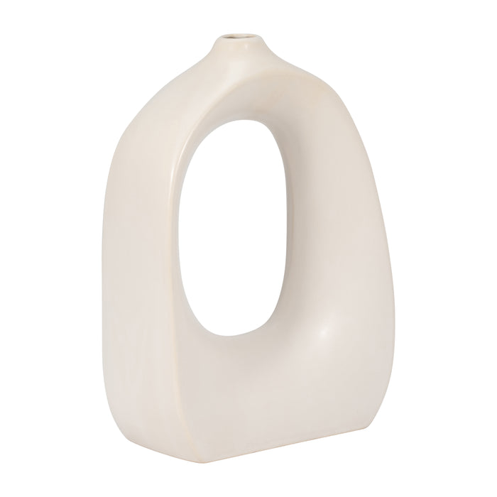 Stoneware 11\" Curvy Cut-Out Vase - White