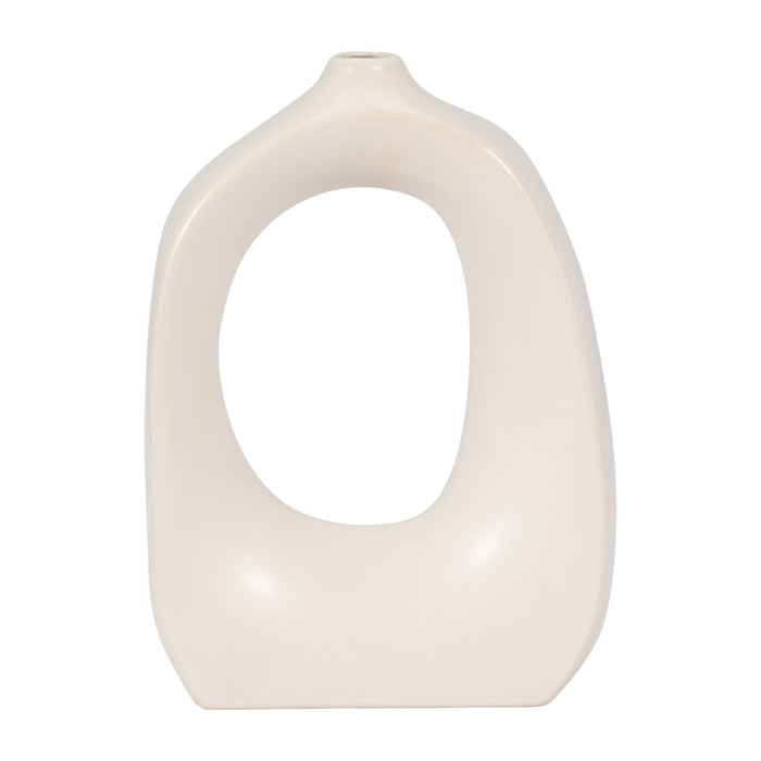 Stoneware 11\" Curvy Cut-Out Vase - White