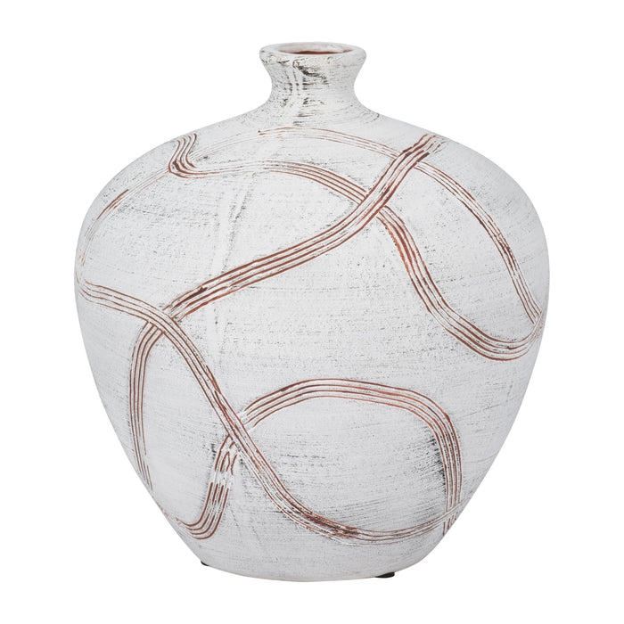 Ceramic 9\" Round Globe Vase - White