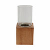 Wood 13\" Square Base Pillar Candle Holder - Natural
