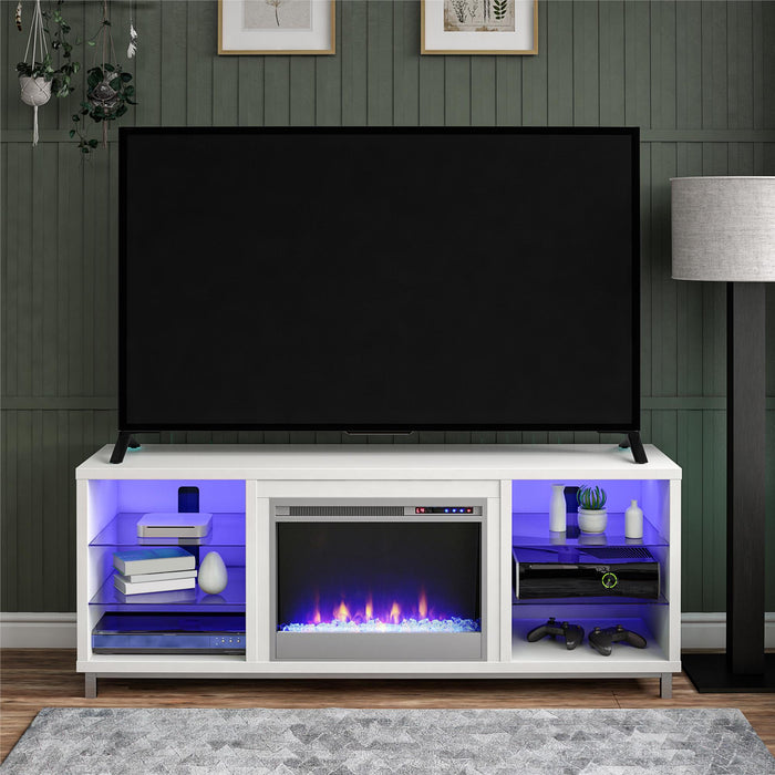 Ameriwood Home Lumina Electric Fireplace TV Stand for TVs up to 70\" - White