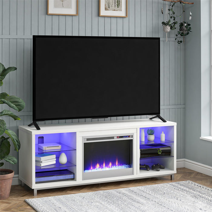 Ameriwood Home Lumina Electric Fireplace TV Stand for TVs up to 70\" - White