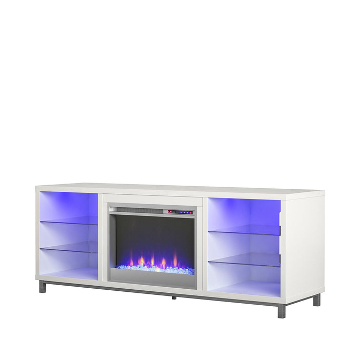 Ameriwood Home Lumina Electric Fireplace TV Stand for TVs up to 70\" - White