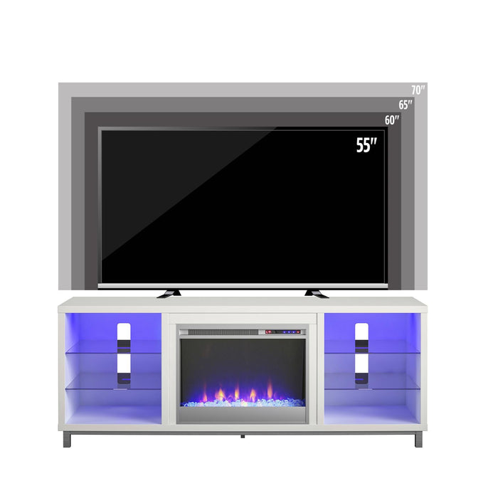 Ameriwood Home Lumina Electric Fireplace TV Stand for TVs up to 70\" - White