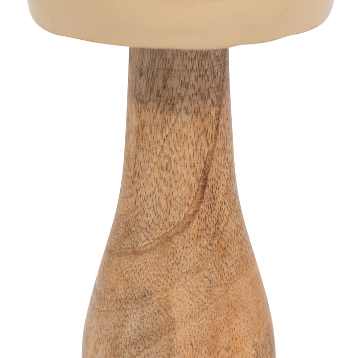 Wood 8\" Coned Mushroom - Ivory