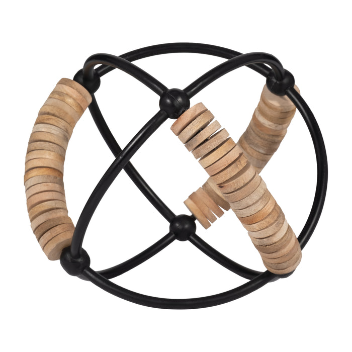 Metal 9\" Abacus Orb - Natural and Black