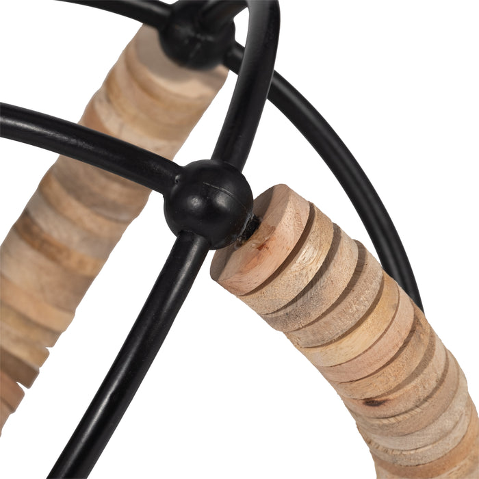 Metal 9\" Abacus Orb - Natural and Black