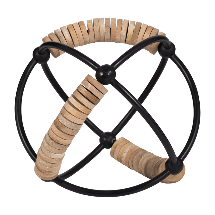 Metal 9\" Abacus Orb - Natural and Black