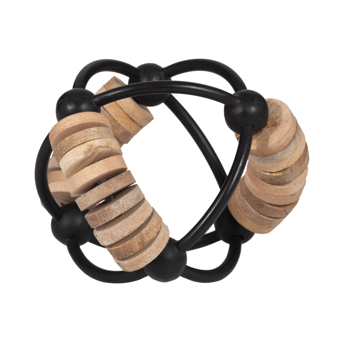 Metal 6\" Abacus Orb - Natural and Black