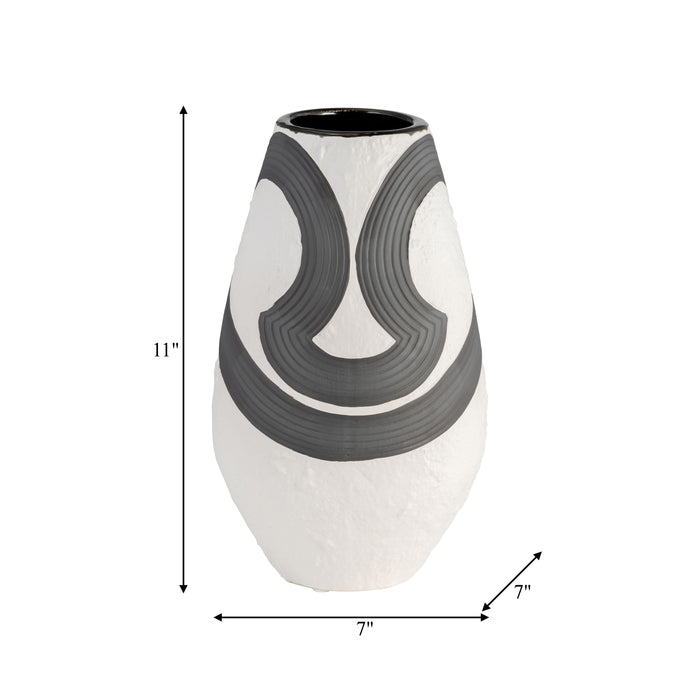 Stoneware 11\" Noir Vase - Black and White