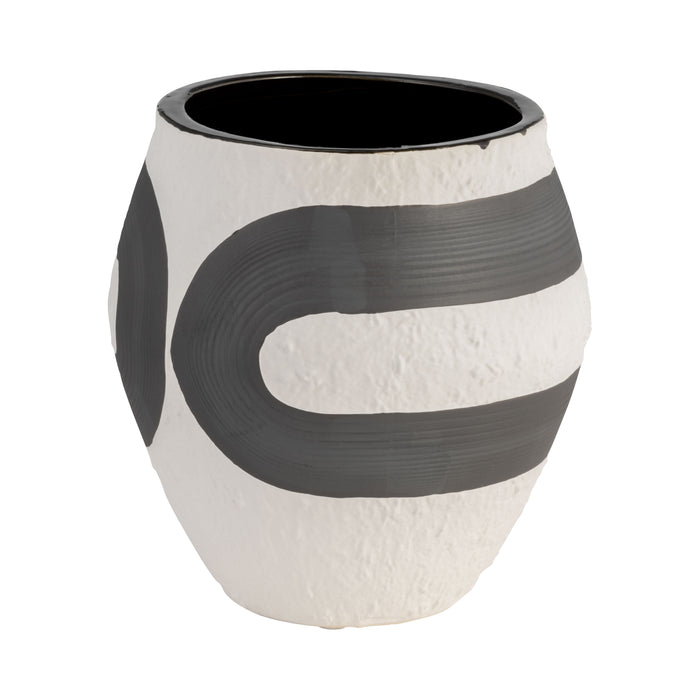 Stoneware 8\" Noir Vase - Black and White