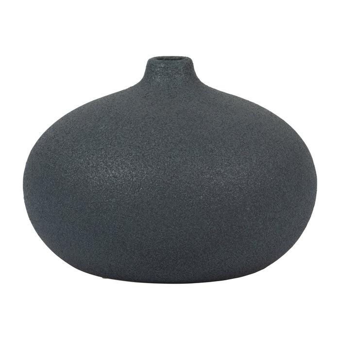 Ceramic 5\" Round Volcanic Vase - Navy