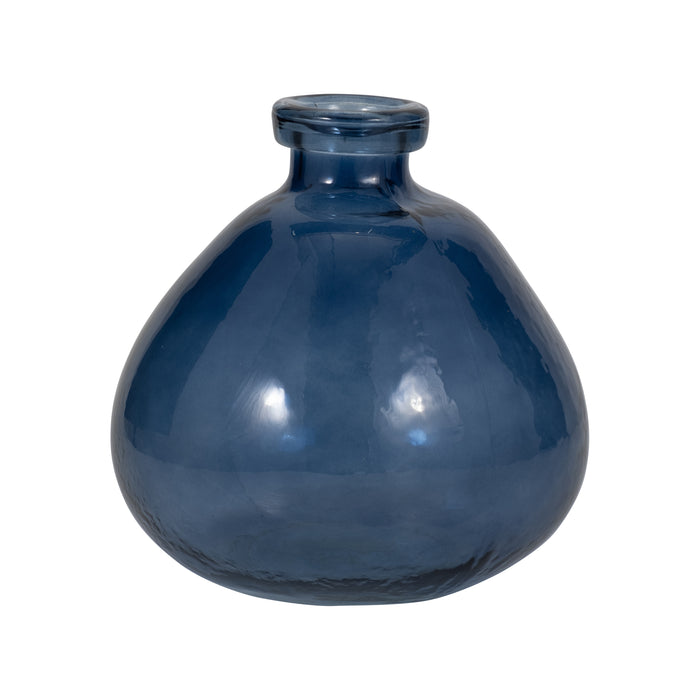 Glass 8\" Balloon Vase - Blue