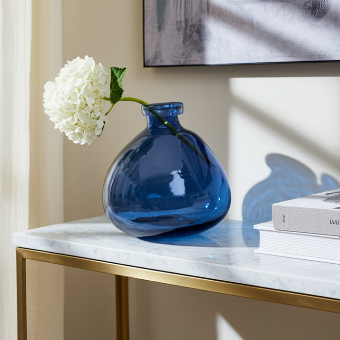 Glass 8\" Balloon Vase - Blue