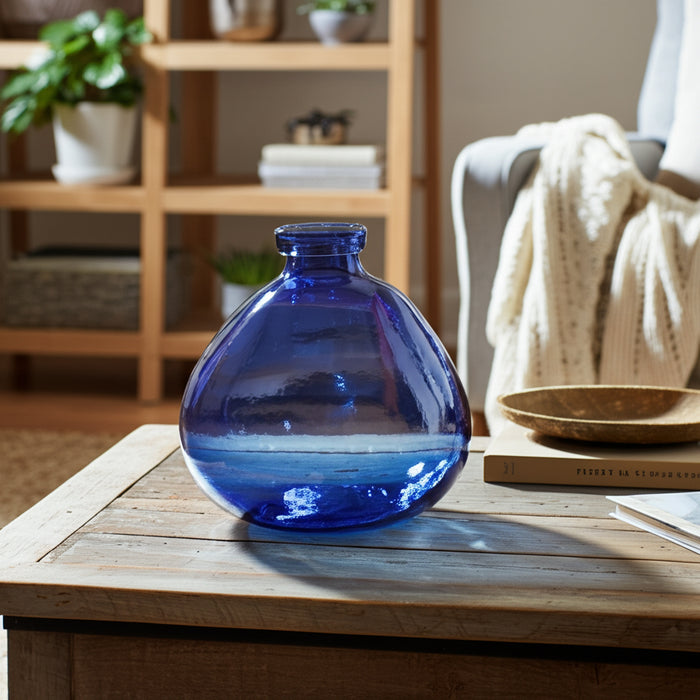 Glass 8\" Balloon Vase - Blue