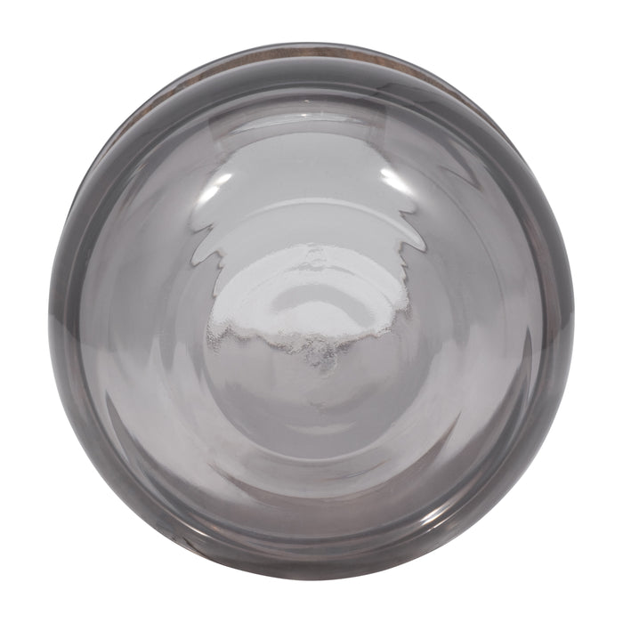 Glass 8\" Belly Vase with Wood Band