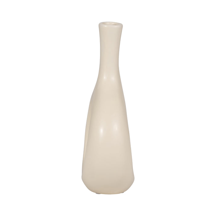 Ceramic 9\" Curved Open Cut-Out Vase - White