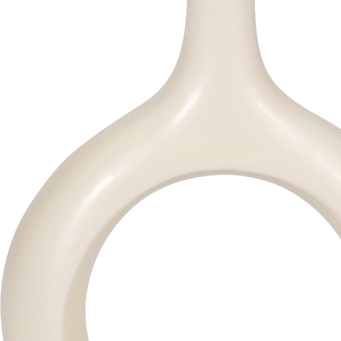Ceramic 9\" Curved Open Cut-Out Vase - White