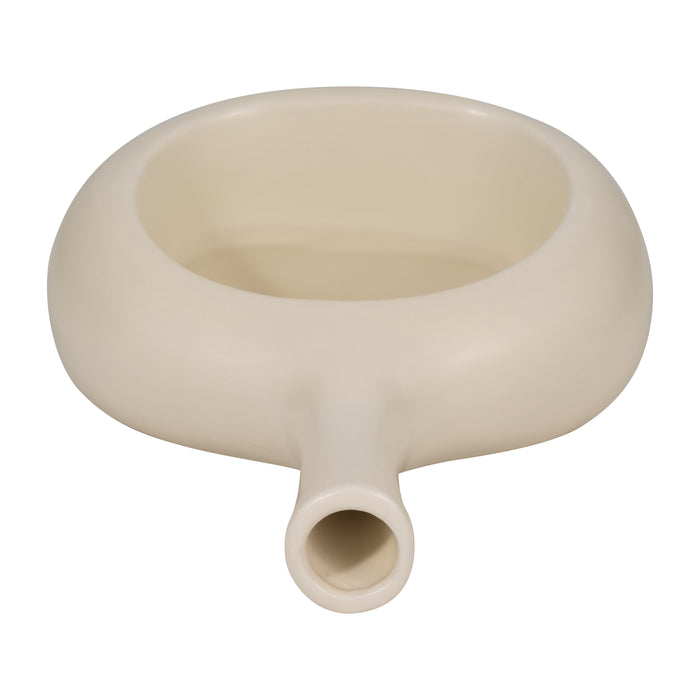 Ceramic 9\" Curved Open Cut-Out Vase - White