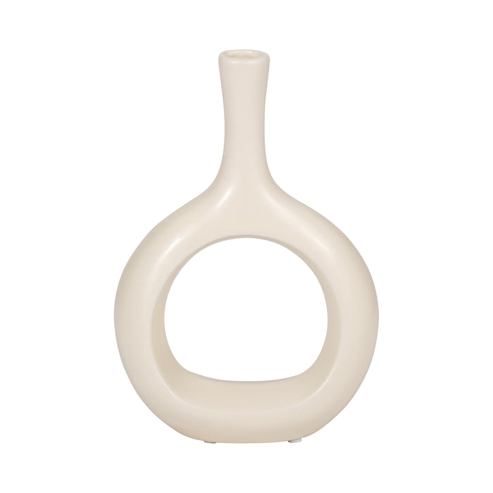 Ceramic 9\" Curved Open Cut-Out Vase - White