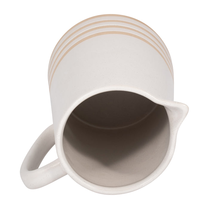 Ceramic 8\" Pitcher with Lines - Ivory
