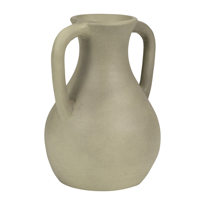Terracotta 11\" Jug Vase with Handles - Sage Green