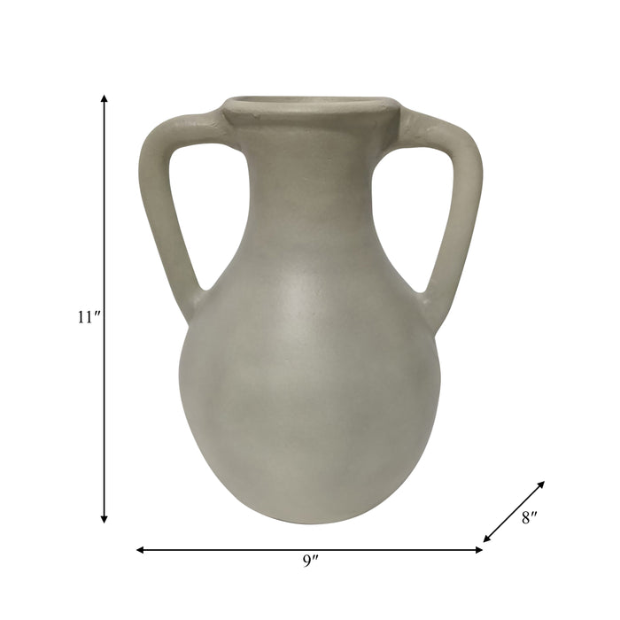 Terracotta 11\" Jug Vase with Handles - Sage Green