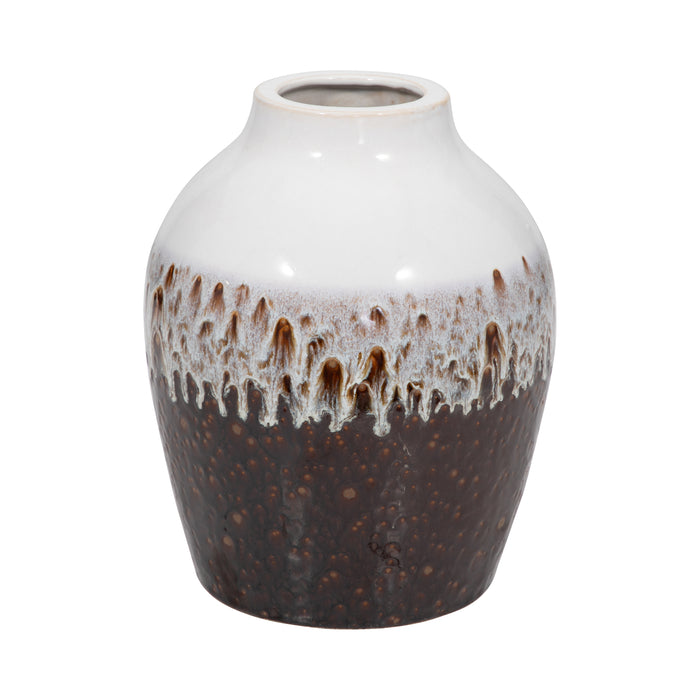 Clay 11\" Ombre Reactive Vase - Brown and White