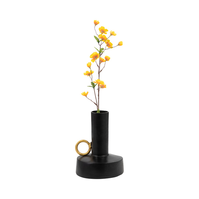 Metal 9\" Vase with Handle - Black and Gold