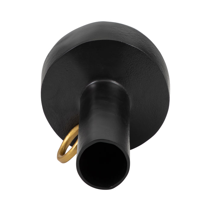 Metal 9\" Vase with Handle - Black and Gold
