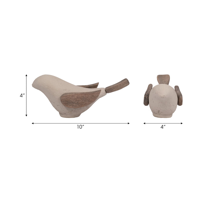 Ecomix - 10\" Bird Decoration - Ivory