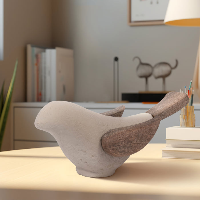 Ecomix - 10\" Bird Decoration - Ivory