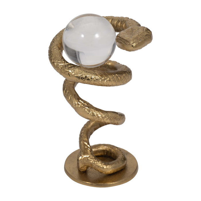 Metal 7\" Snake Coil with Acrylic Ball - Gold