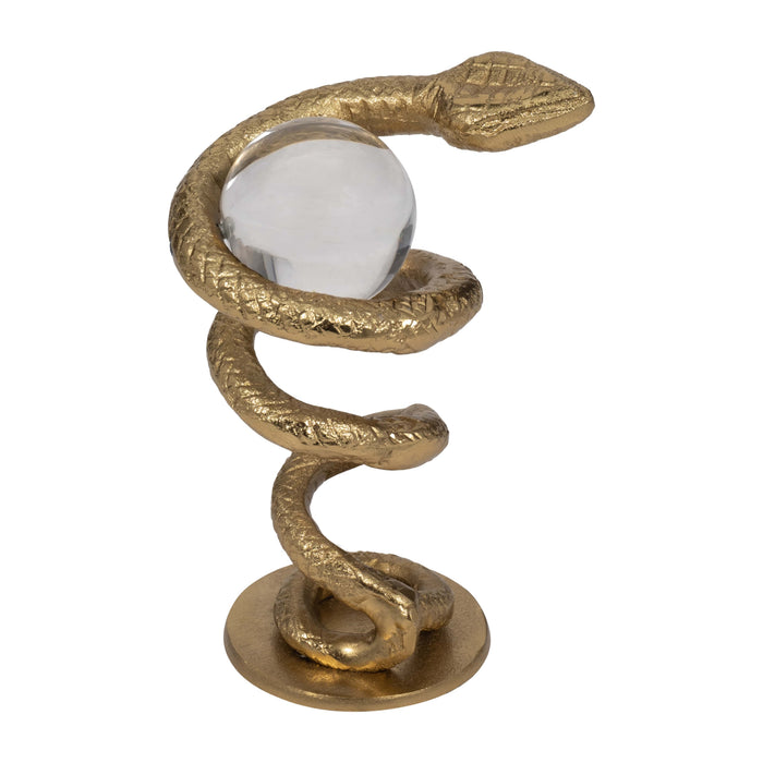 Metal 7\" Snake Coil with Acrylic Ball - Gold