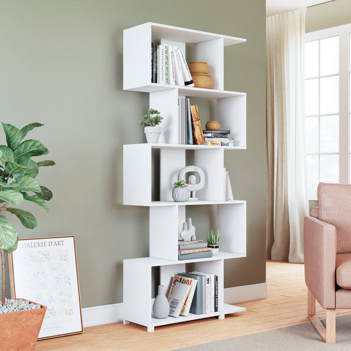 Manhattan Comfort Charming Petrolina Z Bookcase with 5 Shelves - White