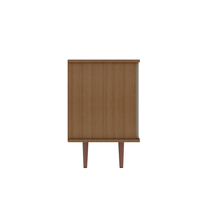 Manhattan Comfort Hampton 53.54\" TV Stand with 4 Shelves & Solid Wood Legs - Off White