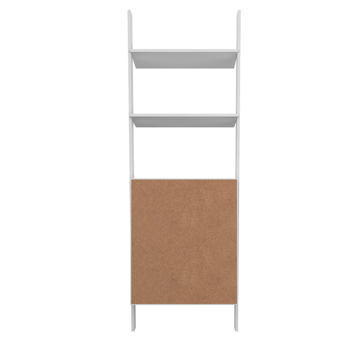Manhattan Comfort Cooper Ladder Display Accent Cabinet with 2 Floating Shelves - White