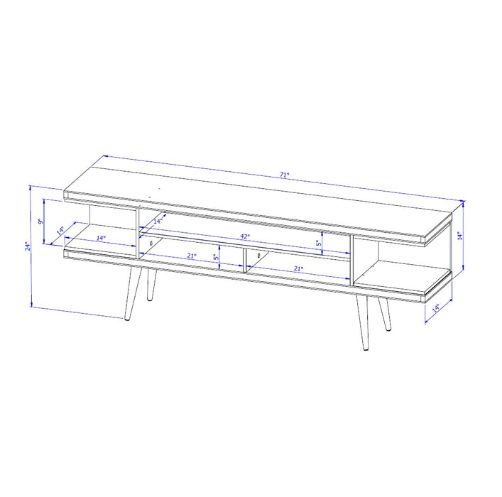Manhattan Comfort Utopia 70.47\" TV Stand with Splayed Wooden Legs & 4 Shelves - White Gloss & Maple Cream