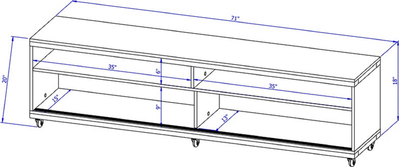 Manhattan Comfort Utopia 70.47\" TV Stand with Splayed Wooden Legs & 4 Shelves - White