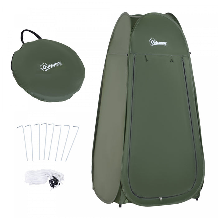 Outsunny Pop Up Shower Tent Portable Dressing Changing Room Privacy Shelter Tents For Outdoor Camping Beach Toilet And Indoor Photo Shoot W/ Carrying Bag, Army Green