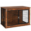 Pawhut Dog Crate Furniture, 39\" Dog Kennel Furniture With Flip-up Top Opening, 2 Doors, Indoor Dog Cage End Table For Large Dogs, Rustic Brown