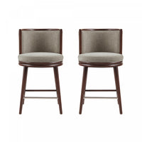 Evalyn Modern Wood Upholstered Counter Stool in Cream - Set of 2 