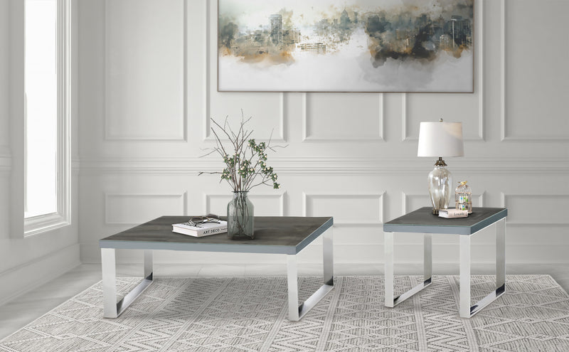 Sylph End Table, Faux Wood & Stainless Steel