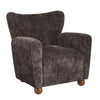 Wingate Cozy Wingback Armchair with Premium Fabric and Solid Wood Legs, Dark Brown, Teak | Wingate Fauteuil Aile Confortable en Tissu Premium et Pieds en Bois Massif, Brun Fonce, Teck