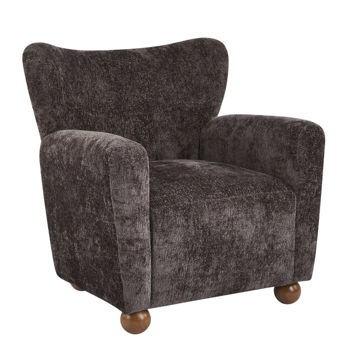 Wingate Cozy Wingback Armchair with Premium Fabric and Solid Wood Legs, Dark Brown, Teak