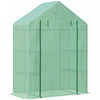 Outsunny Walk In Greenhouse For Outdoor, Portable Gardening Plant Grow House With 2 Tier Shelf, Roll-up Zippered Door, Pe Cover, 55\" W X 28\" D X 75\" H, Green