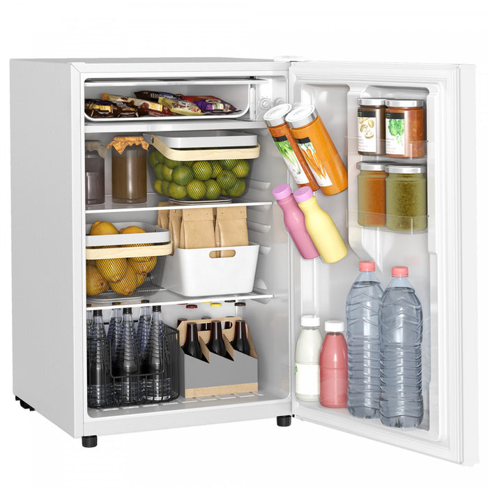 HOMCOM 4.5 Cu Ft Mini Fridge with Freezer, Wheels, Refrigerator, White